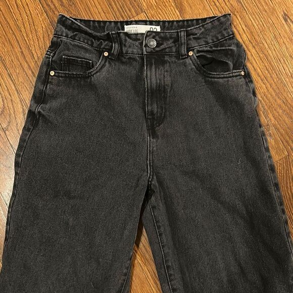 Refuge Jeans Womens Size 26 (3) Black Raw Hem High Waist Super Wide Leg Preloved - Picture 2 of 6